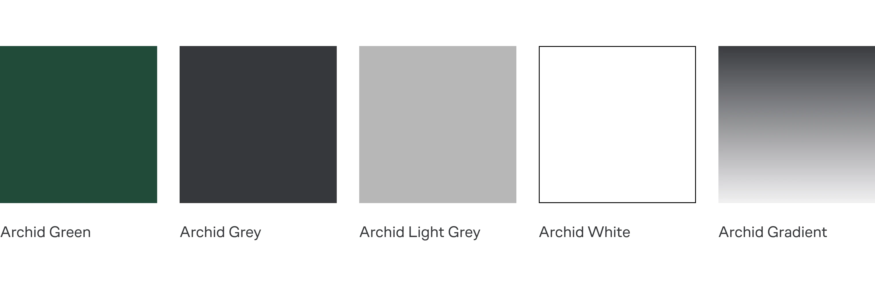 Archid colour palette: green, grey, light grey, white, gradient