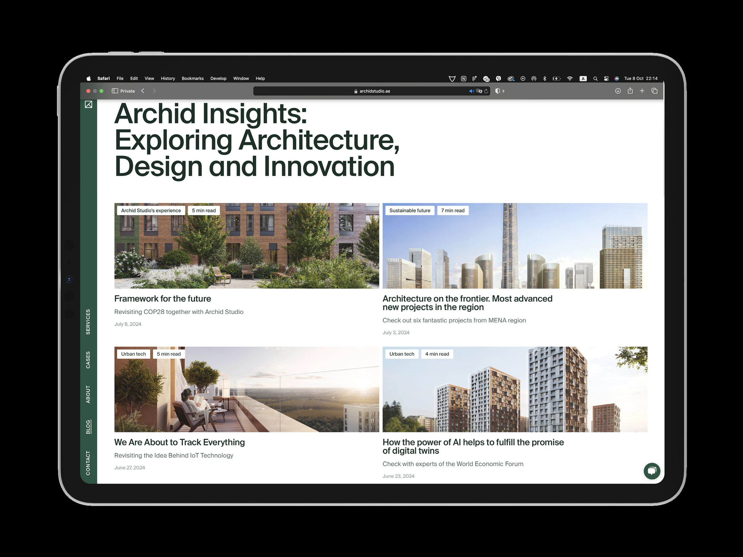 Archid Insights blog on an iPad