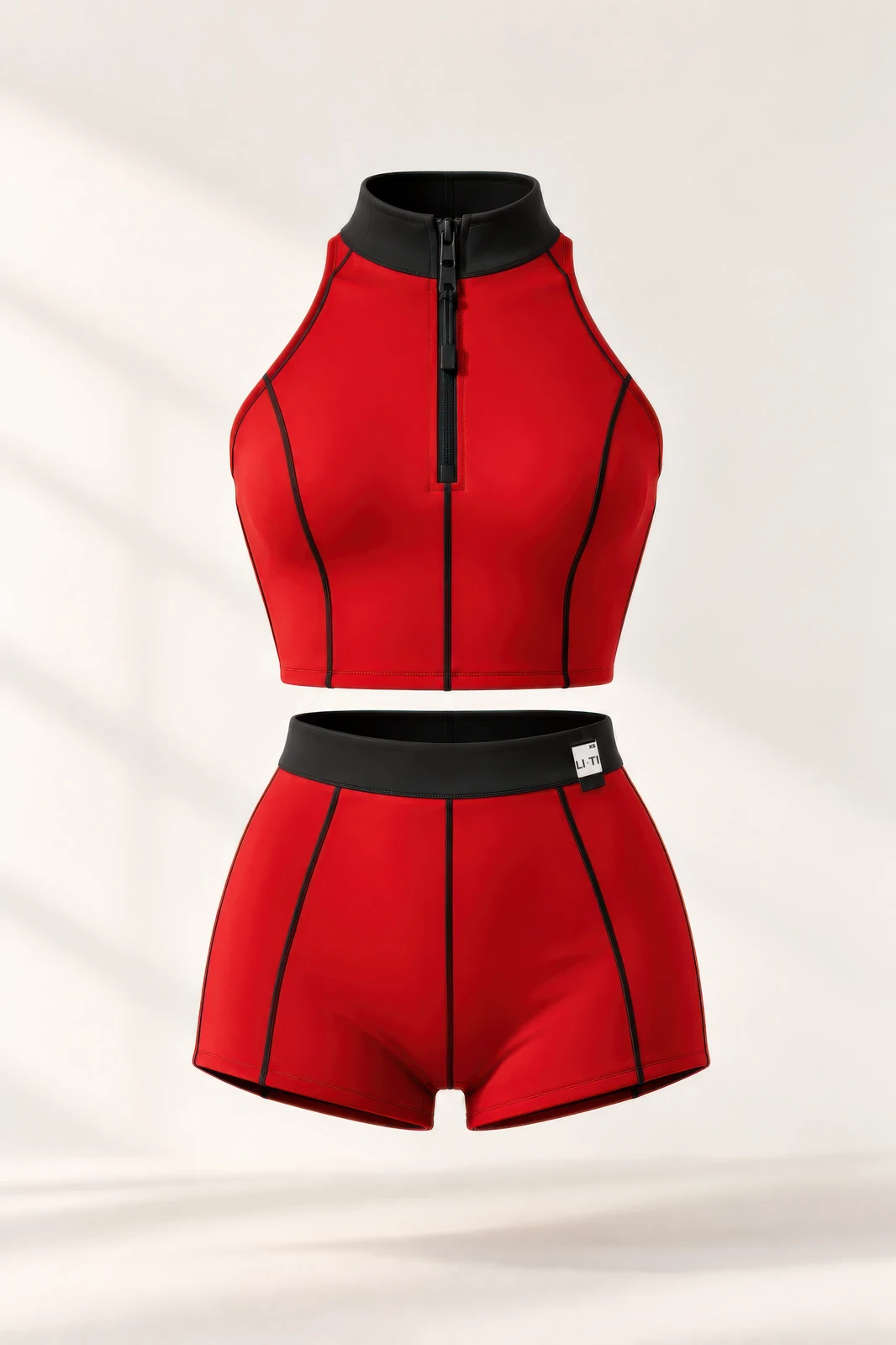 Crop top and shorts in red