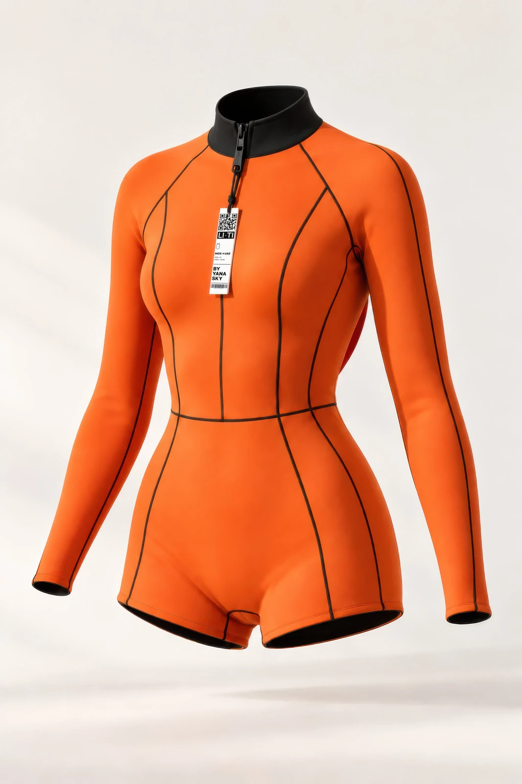 Long-sleeve shorty in orange
