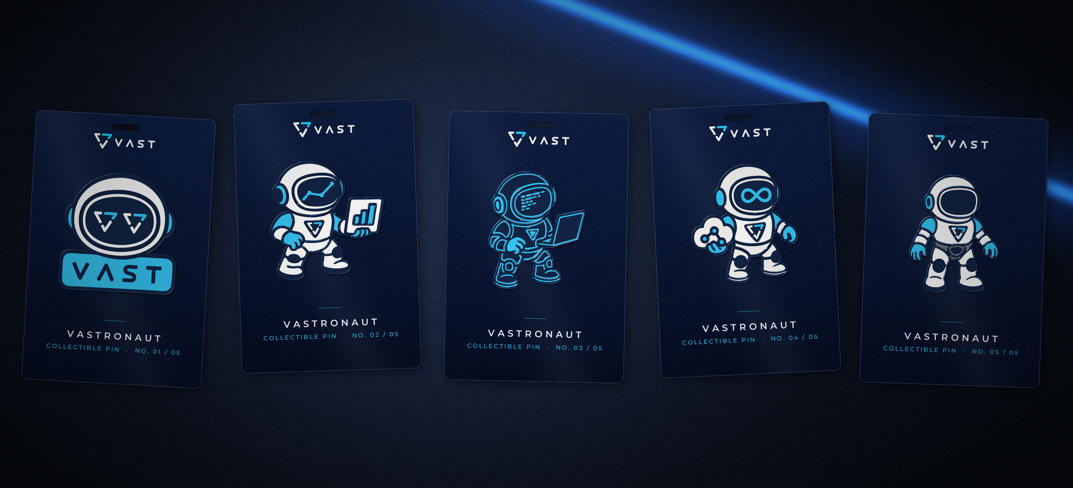 VASTronaut collectible pin series on collector cards